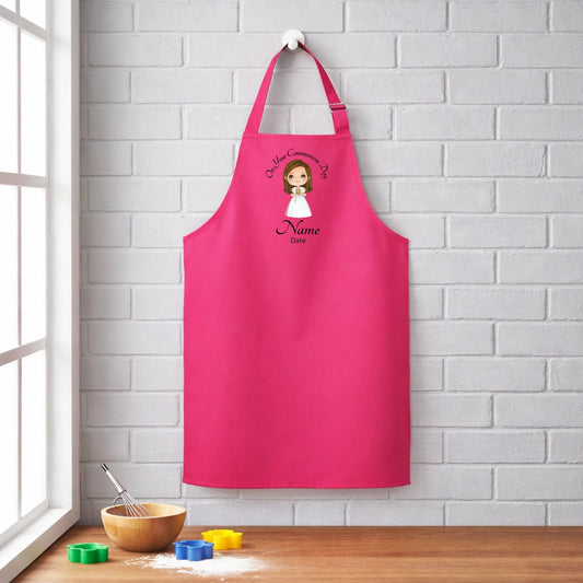 Pink apron in a cozy kitchen