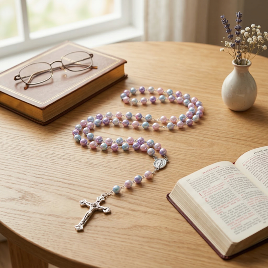 Rosary Beads Pink and Blue