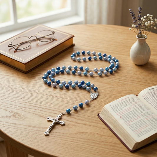 Rosary Beads Pink and Blue